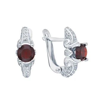 

Silver earrings with cubic zirconia and Garnet sunlight