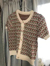 Woherb-suéteres de moda para mujer, suéter corto Floral, Tops finos, cárdigan de punto Vintage holgado, botonadura única, ropa coreana