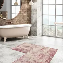 Коврики для ванной нескользящие Противоскользящие коврики Нескользящие вишневые хлопковые льняные поролоновые 2 дюйма набор 60X100 Cm-50X60 см