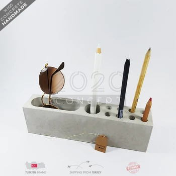 

Handmade Concrete Pen Holder Desktop Storage Box Multi-Functional Phone Student School Gift Modern Home Office Decor