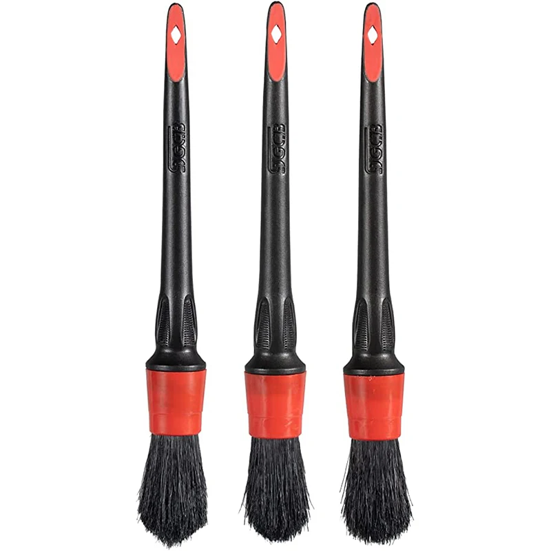 SGCB 3 Pcs Soft Car Detailing Brush Set Boars Hair Automotive Cleaning