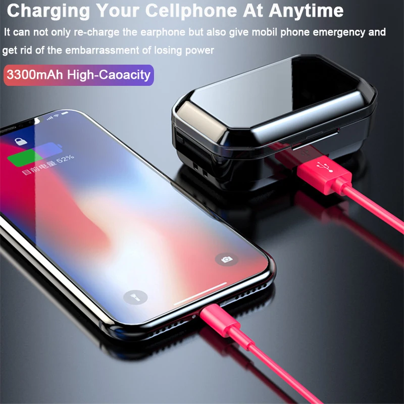 G02 TWS 5.0 Bluetooth 9D Stereo Earphone Wireless Earphones IPX7 Waterproof Earphones 3300mAh LED Smart Power Bank Phone Holder G02 TWS 5.0 Bluetooth 9D Stereo Earphone Wireless Earphones IPX7 Waterproof Earphones 3300mAh LED Smart Power Bank Phone Holder