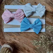 3 unids/lote bebé diademas flor arcos de Nylon bandas de pelo turbante bebé niña diademas accesorios de fotografía recién nacido bebés Accesorios