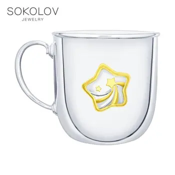 

Mug large "star", gilding Sokolov, fashion jewelry, silver, 925, women's/men's, male/female