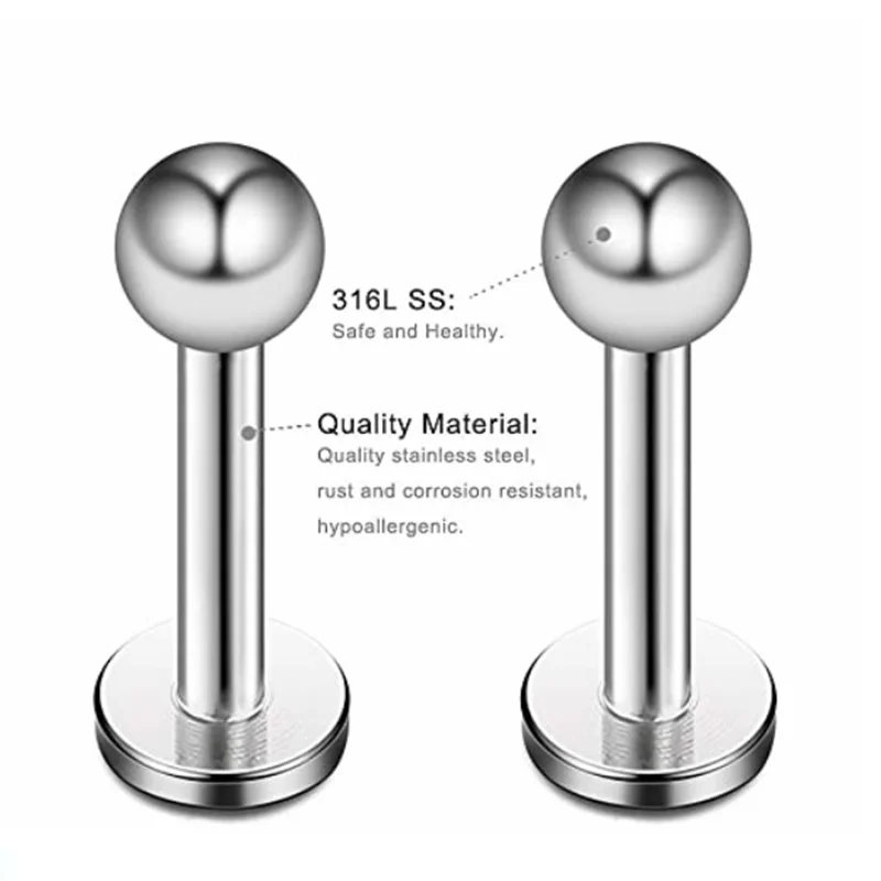 Piercing Jewelry Stainless Steel 16G Labret Lip Piercing Lot Jewelry Cartilage Piercing Stud Labret Earring Pack Helix Lot Bar body piercing earrings ear piercing jewelry metal jewelry body piercing jewelry body jewelry
