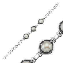 Серебряный 925 пробы жемчуг браслет ручной работы