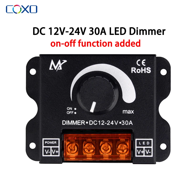 LED Dimmer Switch DC12V-24V 30A Max Voltage Regulator Adjustable Controller led strip controller led dimmer switch led dimmer controller smart dimmer switch led strip switch For LED Strip Tape Lamp Lighting Dimmers
