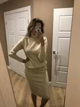 TAOVK Autumn Womens Costume Knitted  Tracksuit  Sweater + Slim Skirt Two-Piece Set