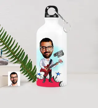 

Personalized Mr Guitarist Caricature Of Metal Water bowl (500 ml.) -2