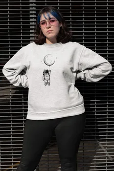 

Angemiel Wear Balloon Bear Holding Astronaut White Women Sweatshirts