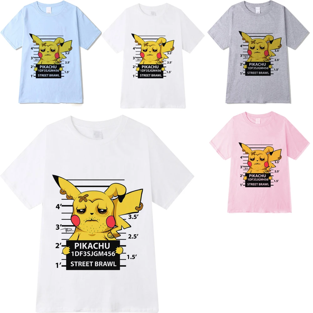 

Troubled Teens Pokemon Pikachu Charmander Bulbasaur Squirtle Printed Round Neck Short-Sleeved Cozy T-Shirts