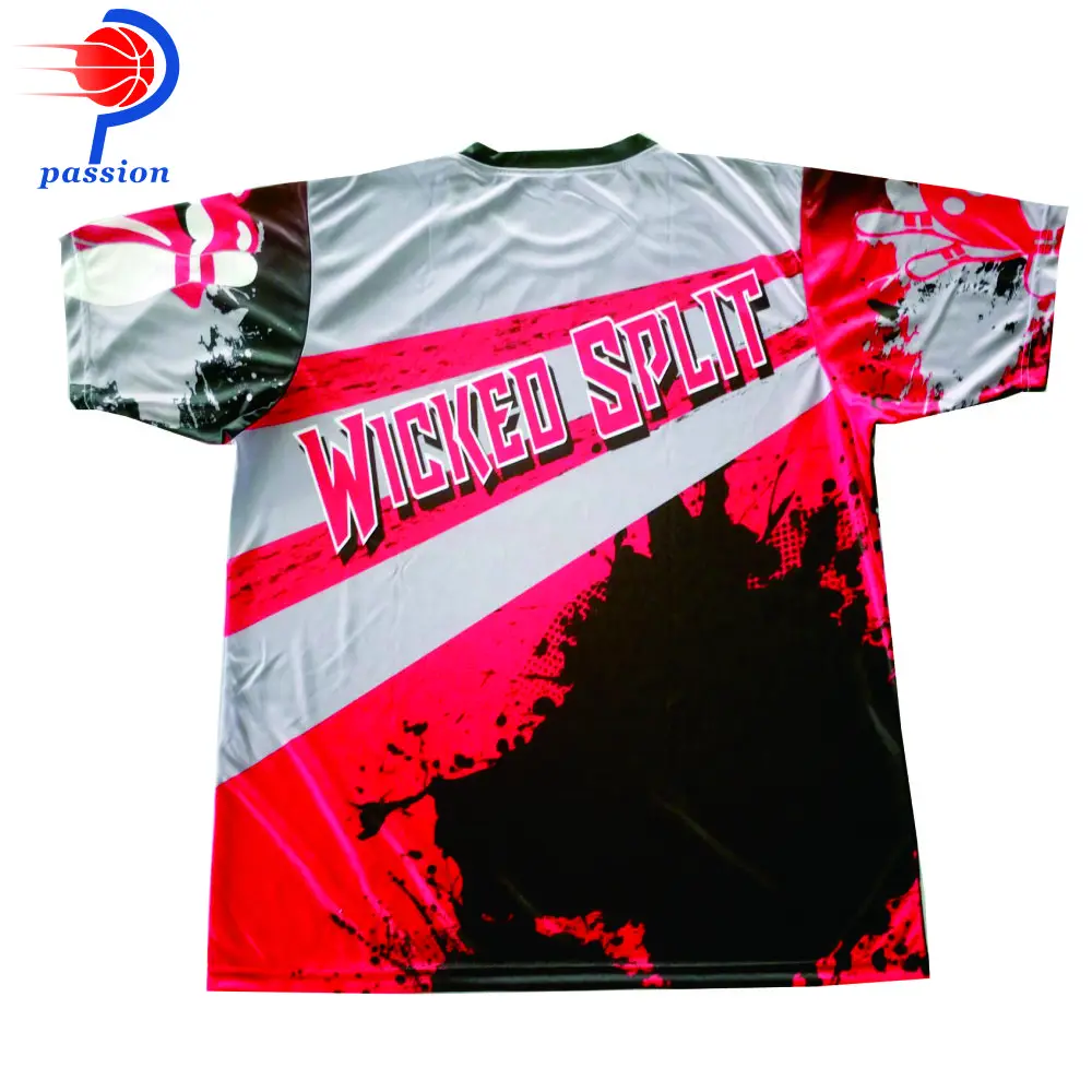 $25 Each Design Sublimated Printing Crew Neck Bowling Tee shirts For Sale