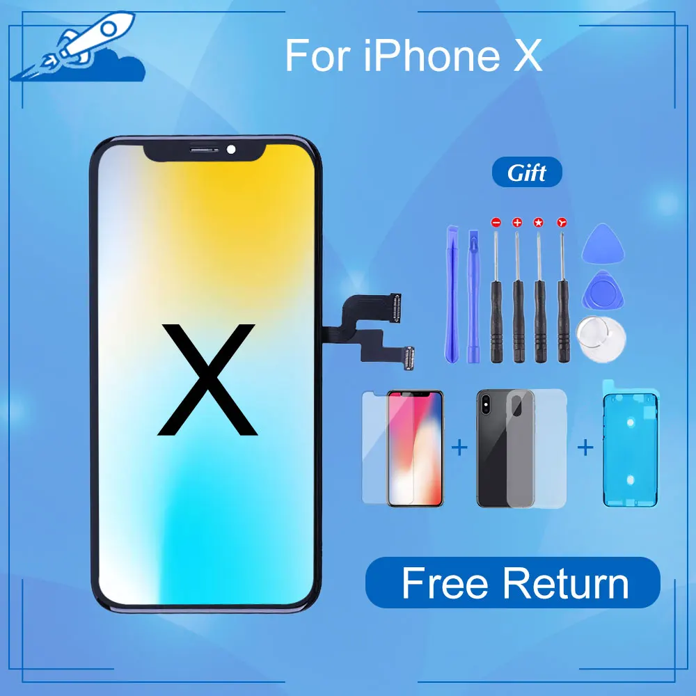Сменный сенсорный ЖК-экран класса AAA + для iPhone X 10 с 3d-сенсорным экраном без битых