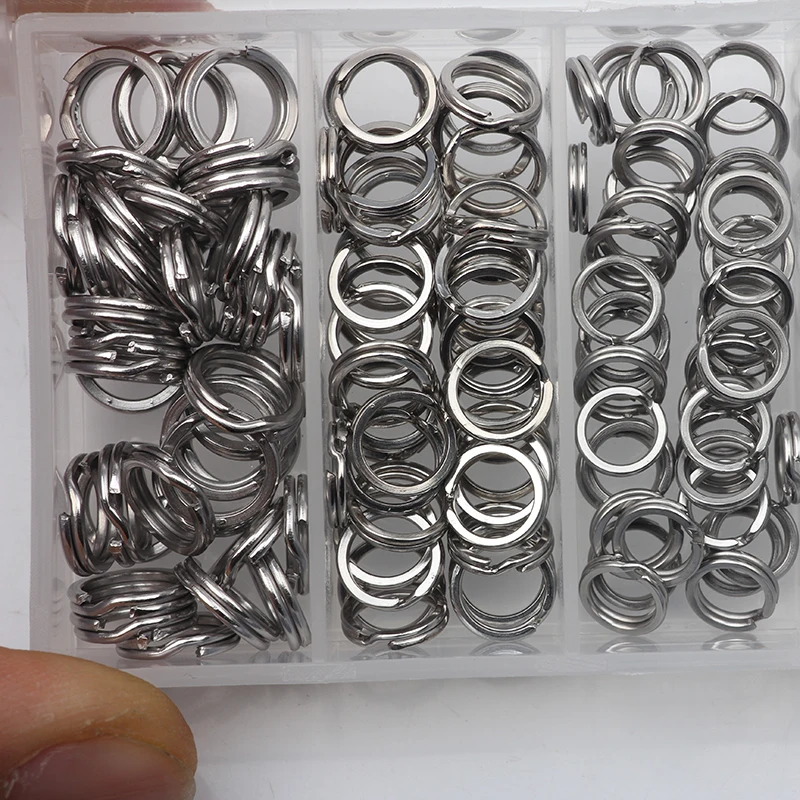 200pcs 5/6/7/8/9mm Mixed Double Split Solid Connecting Ring Assorted  Stainless Steel Fishing Tackle Accessories For Blank Lures
