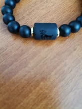 Abalorios de piedra negra para Hombre y mujer, pulsera con constelación de 12, para parejas, Moda Masculina