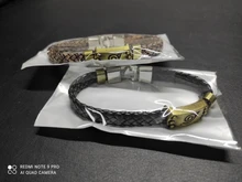 HEYu-pulsera trenzada de cuero con personaje de dibujos animados, brazalete de aleación, joyería para disfraz