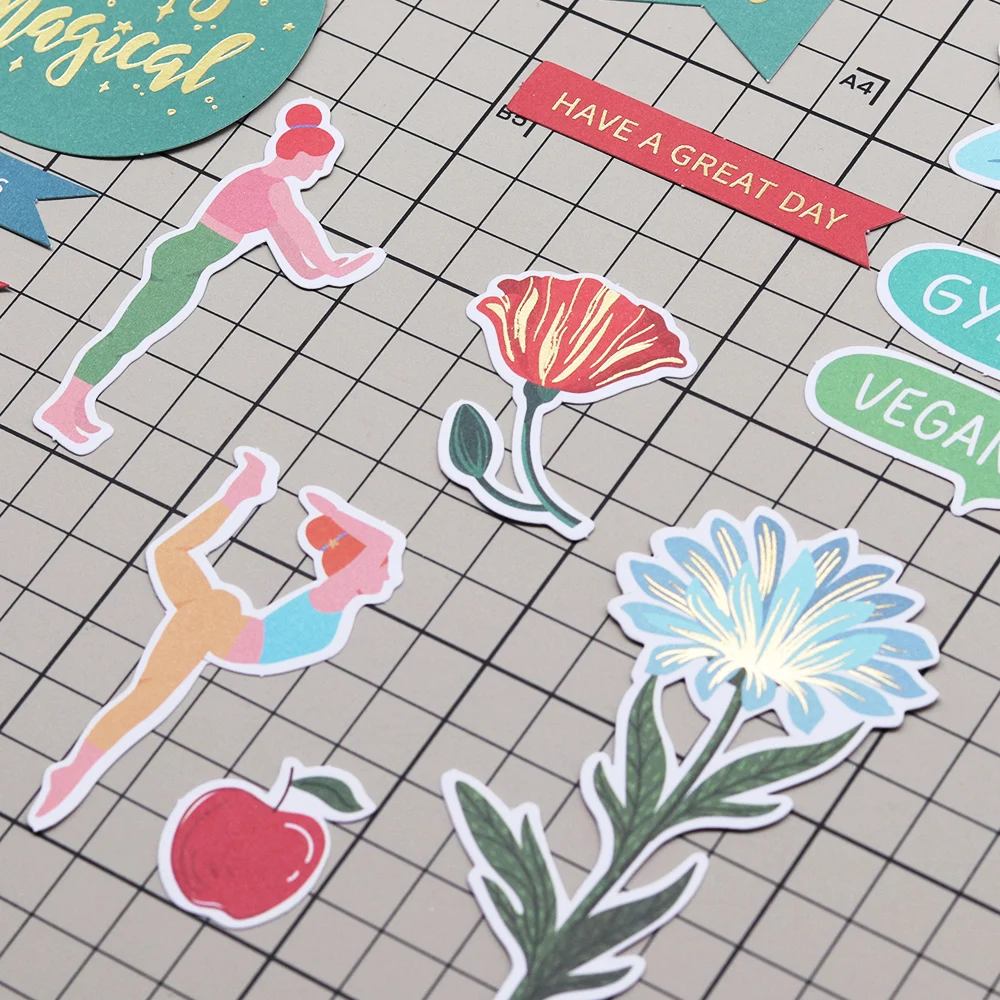 Creative Path 150 Stück Gesunde, entspannende Scrapbooking-Stanzformen, Ephemera, Yoga, Damen, Katzen, Papierstanzformen für Journaling und Basteln – Detail 11