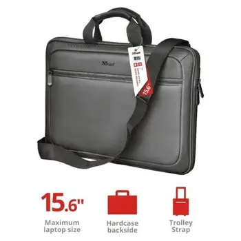 

BRIEFCASE WITH HARD CASE TRUST YORK 23298-FITS LAPTOPS UP TO 15.6 '/39.6CM-FRONT POCKET-TOTE TRANSPORT-TAPE