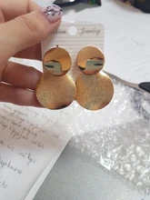 Pendientes de Clip redondos grandes para mujer, joyería Simple de color dorado, chapado en plata geométrico, clip para oreja hueca grande