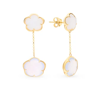 

Gold earrings with quartz and chalcedony sunlight sample 585