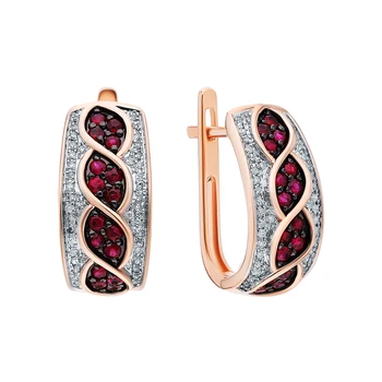 

Gold earrings with rubies and diamonds sunlight sample 585