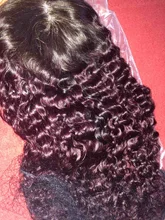 Burgandy-Cabello Humano rizado de 13x4 con encaje frontal, pelo brasileño con ondas profundas, color rubio, 1B/27/99j/Burgandy, Remy