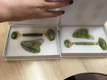 Rodillo masajeador Facial raspado Guasha Natural, doble cabezal, piedra de Jade, Estiramiento Facial, cuerpo, cuello delgado, herramientas de masaje de elevación fina