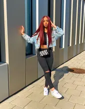 AISI QUEENS-peluca larga de cabello sintético para mujer, pelo largo recto de color rojo, pequeño, parte de encaje, Cosplay, negro, blanco y Rubio