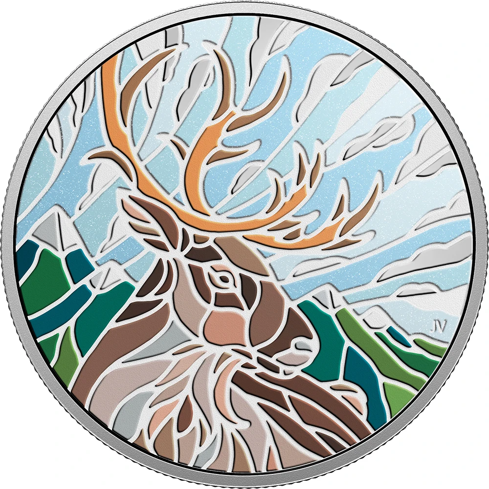 CARIBOU канадская мозаика 1 унция Серебряная монета 20$ Канада
