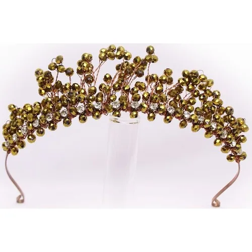Dreamer Beads Yellow Crystal Princess Pattern Bride Crown Party Baroque April Kina Night