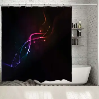 

Shower Curtain Abstract Wave Glowing Light Colorful Geometric Blurry Energy Beam Minimalistic Artwork Black Red Pink Blue