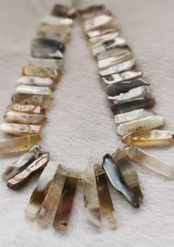 

Natural Botswana agate gemstone 30-50mm - Polised rectangle Tube Terminated Pointed Tips rough Natural Focal Pendant Bead 16" St