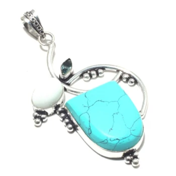 

Genuine Turquoise Pendant Silver Overlay over Copper hand made Jewelry Woman gift