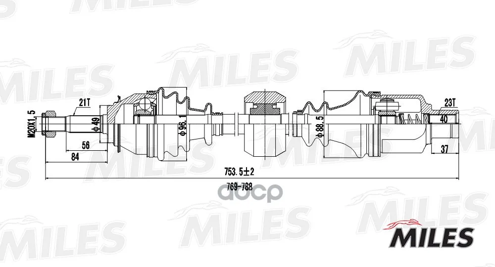 Привод В Сборе Renault Logan I/Sandero 1.2-1.6 04- Прав.-Abs Miles Gc02112 Miles арт. GC02112