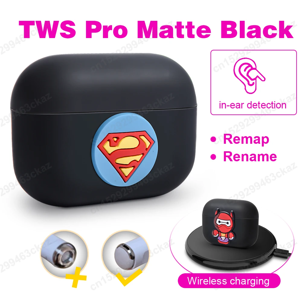 TWS Pro Белые/черные матовые беспроводные наушники Bluetooth с функцией изменения имени