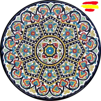 

Ceramic plate 34 cm./13.4in. Diameter - Spanish ceramic - enameled up handmade - Made in Spain - MIJASCERAMIC - ARTECER -