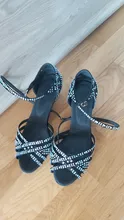 Zapatos de baile Latino para mujer, calzado de baile Latino con diamantes de imitación en rojo, negro, azul y marrón