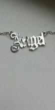Collar de Ángel para mujer y niña, colgante de fuente antigua inglesa, gargantilla de cadena con letras, joyería de aleación con estilo