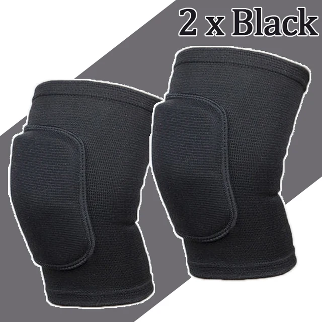Sports Compression Knee Pads Elastic Knee Protector Thickened Sponge Knees Brace Support for Dancing Workout Training 2pcs Black