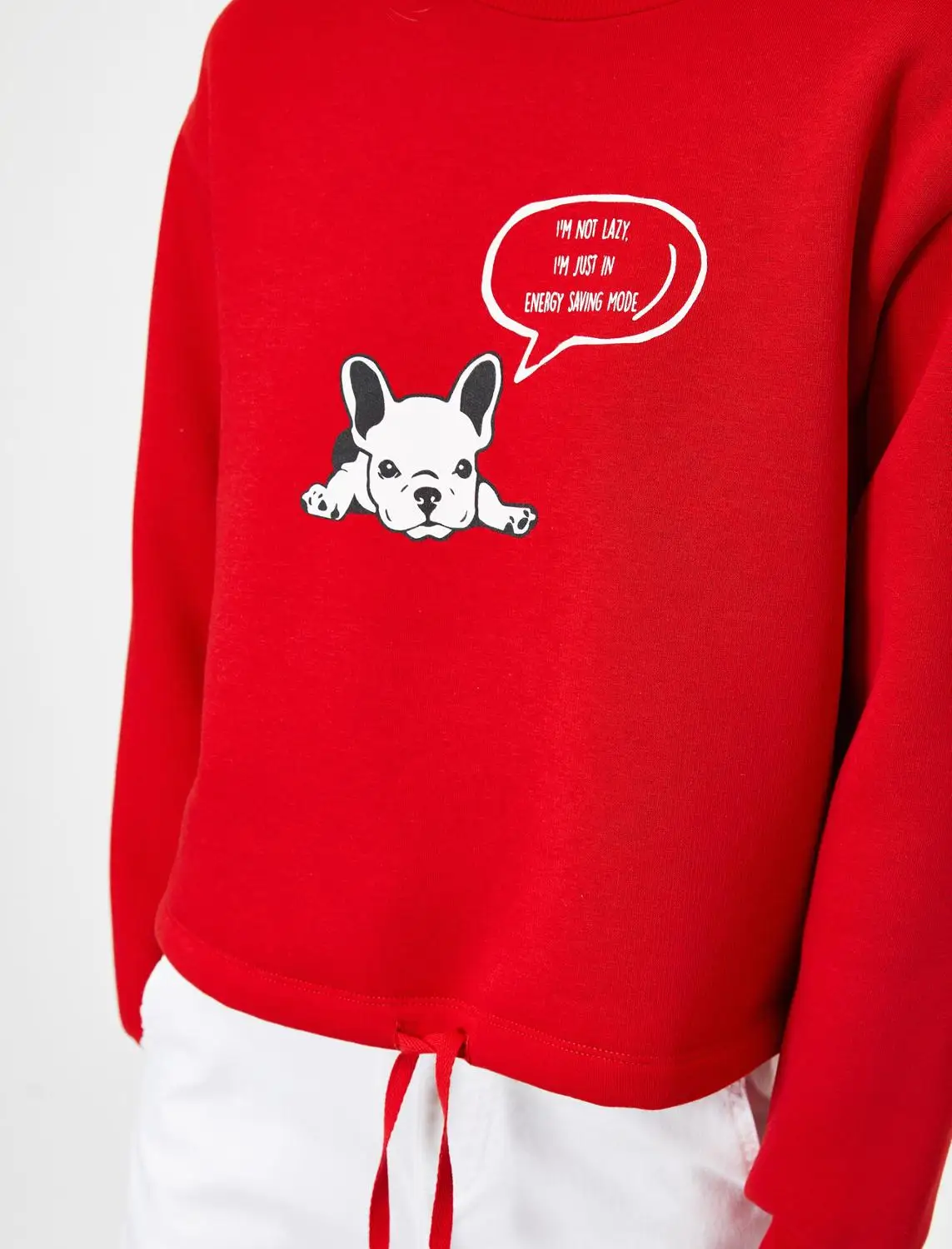 Crew NeckAnimal PrintDrawstring Long Sleeve Women