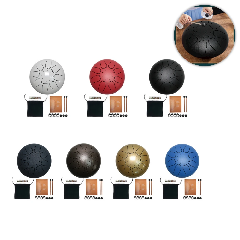 8 Tune Tongue Drum 6 Inch Steel Tongue Drum Kits With Drumstick Finger Cots Bag Drumstick Stand Instruments Accessories New