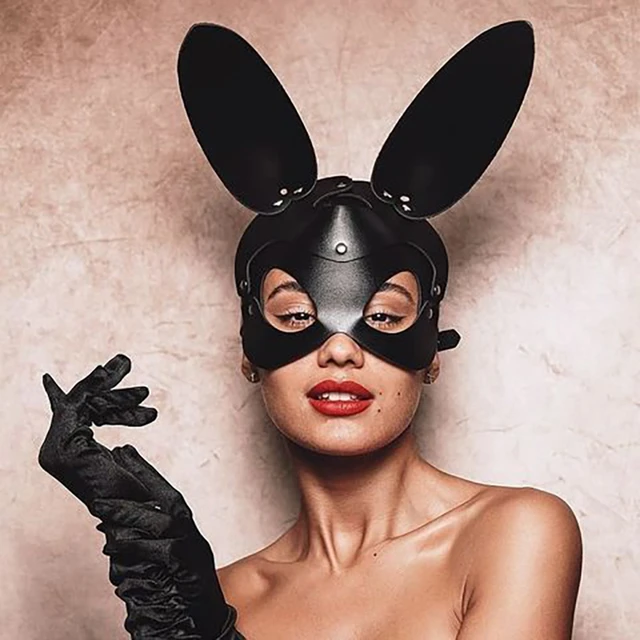 Erotic Women Sexy Leather Mask Bunny Girl Cosplay Sex Cat Ears  