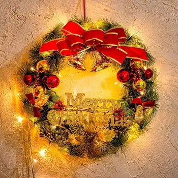

30CM Christmas Wreath with Lights Christmas Ornament Home Hogar Colorful LED Light Decorative Wreath For Christmas Decoration