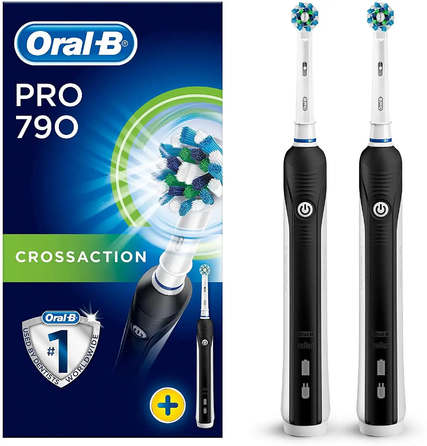 ORAL-B Pro 790 Crossaction Electric Rechargeable Toothbrush Tool Dentist Teeth Whitening Duo Advantage Package 2 Handles ORAL-B Pro 790 Crossaction Electric Rechargeable Toothbrush Tool Dentist Teeth Whitening Duo Advantage Package 2 Handles