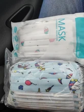 Mascarilla desechable con dibujos animados para niños, 3 capas, transpirable, no tejida, gruesa y cálida, con elásticos, 50 Uds.
