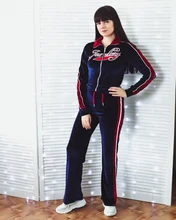 Cutenew-chándal de ante con letras estampadas para mujer, traje de 2 piezas, sudadera + pantalones de chándal rectos, conjunto a juego, ropa de calle deportiva para Fitness