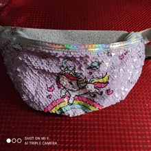 Riñonera con dibujos de unicornios para mujer y niña, bolso de hombro con purpurina, para teléfono, color rosa