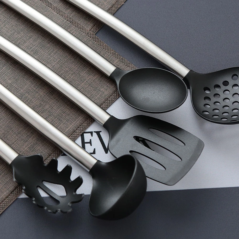 8PCS Kitchen Cooking Tool Set Non-stick Stainless Steel Silicone Spoon Spatula Ladle Egg Beaters Shovel Home DIY Baking Gadgets