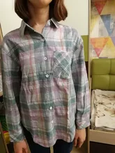 KarSaNy Boyfriend Oversized Shirt Plaid For Women Blouses And Tops Spring Loose Plaid