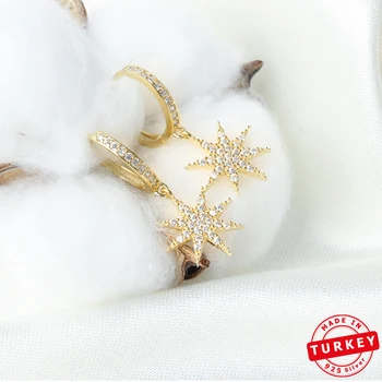 

Pole Star Dangle Earring Turkish Handmade 925 Sterling Silver Jewelry Star Earring